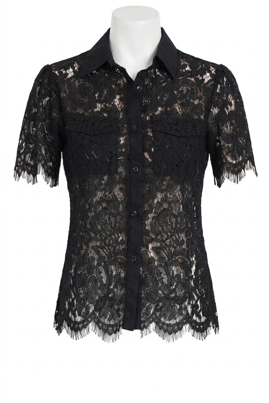 NEW LOVE TOKEN mel lace top in black